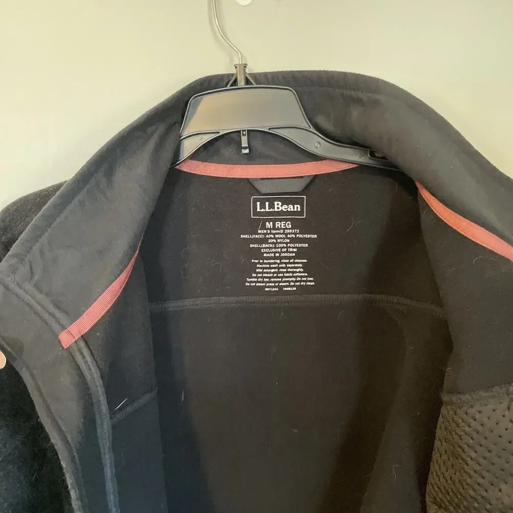 Vintage LL Bean Mens M Zip Jacket Wool Fleece lined Dark Gray